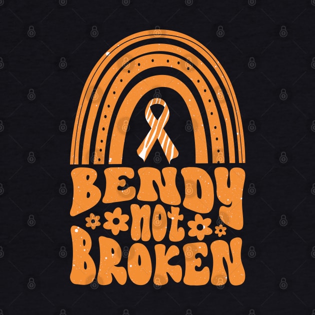 Ehlers-Danlos Syndrome Awareness Ribbon: Bendy Not Broken Orange Boho Rainbow by Jesabee Designs